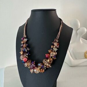Multi-Color Faceted Bead Statement Necklace - Women